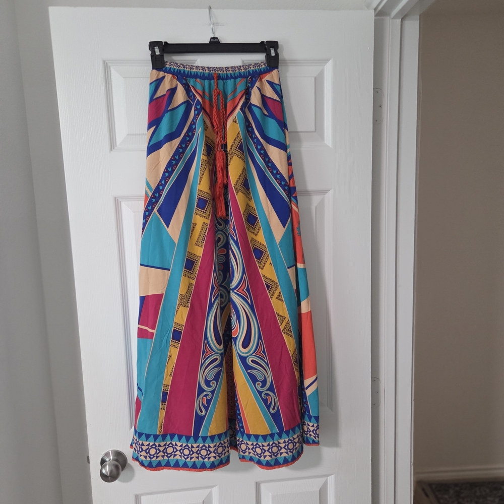 Flying Tomato Multi Color Bohemian Style Long Skirt W/Tassle Accent. XS